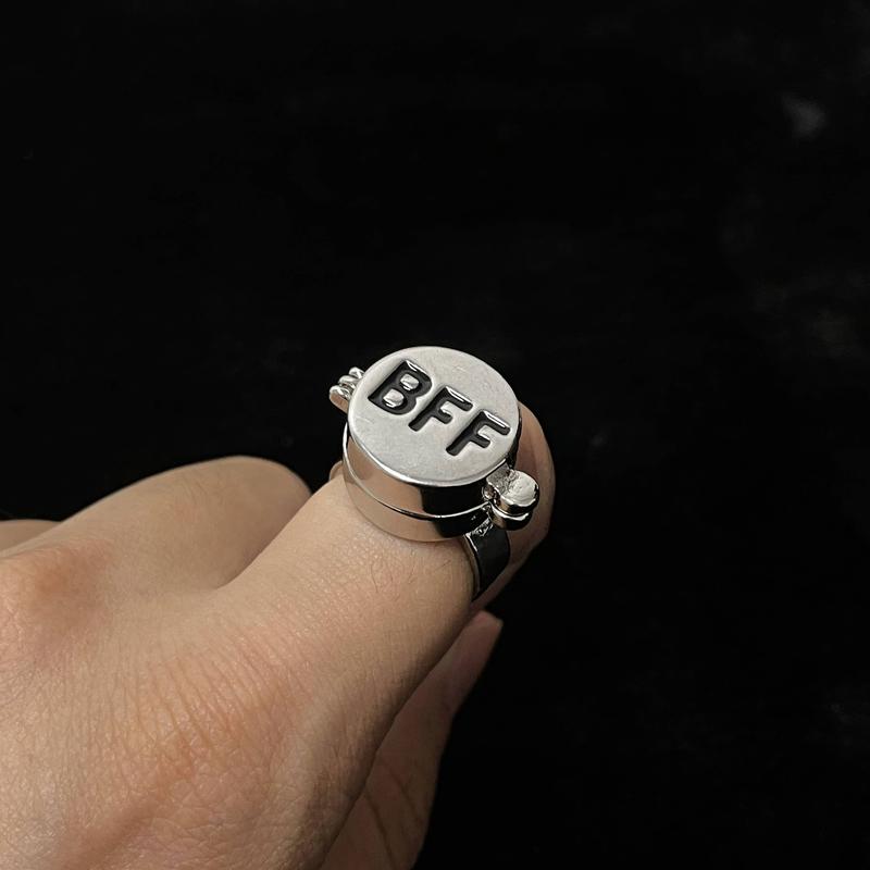 GoodLittleGoods 2Pcs BFF Letter Spinner Rings – Anime-Inspired Secret Box Design, Adjustable Friendship Jewelry for Boys & Girls, Cute Gift for Besties