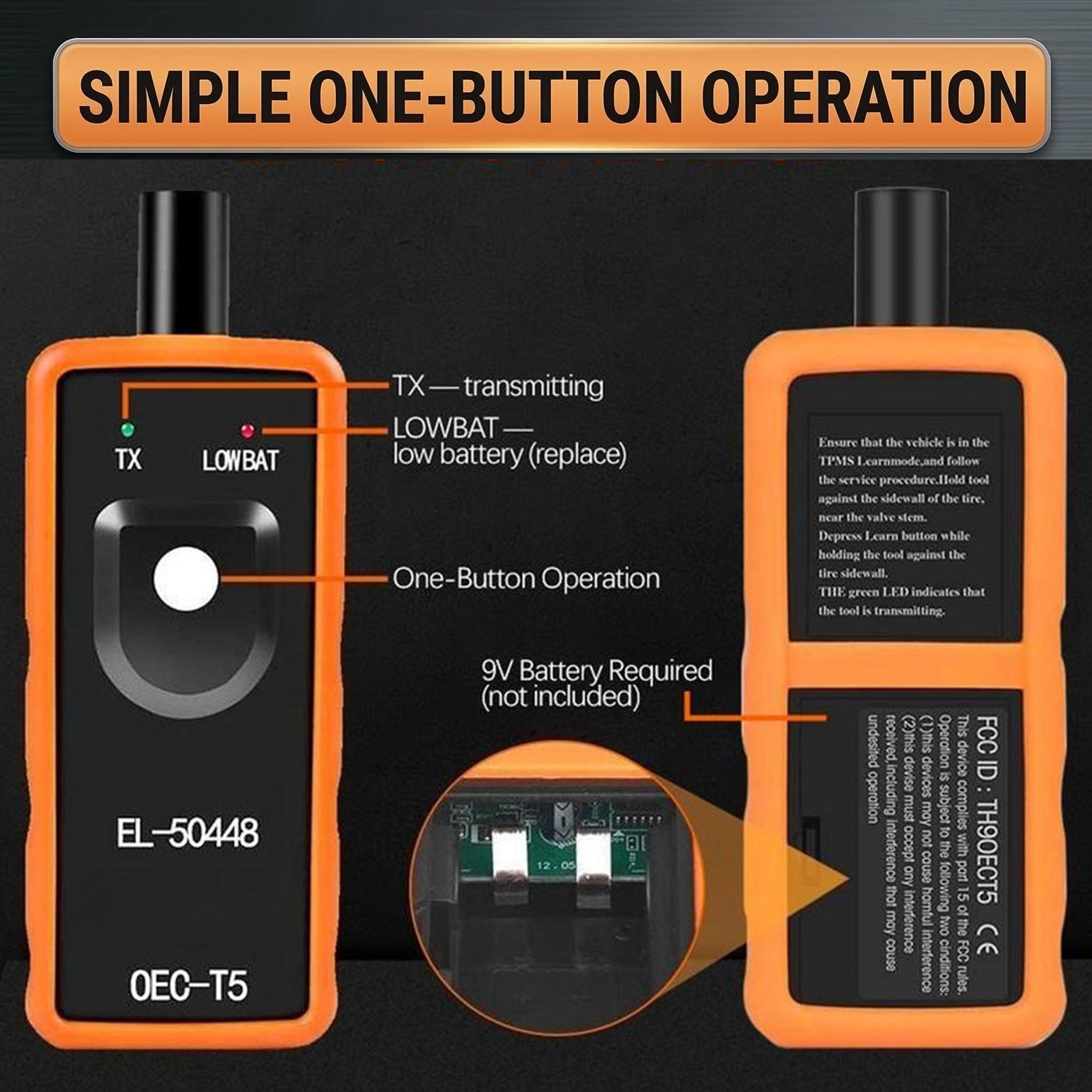 [GM only not universal 315/433MHz] EL-50448 TPMS Relearn Tool for GM Tire Sensor TPMS Reset Tool Tire Pressure Monitor system Activation Tool OEC-T5 for GM Buick/Chevy/Cadillac Series Vehicles 2023 Edition (Battery not included)