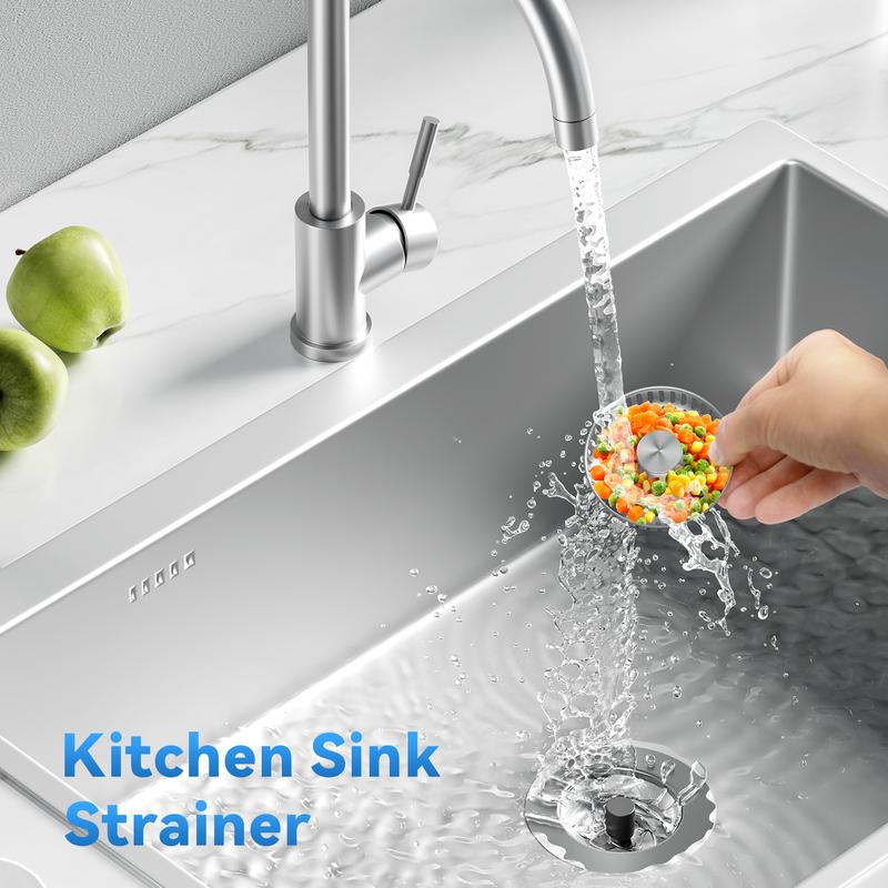 JOMST 3-in-1 Kitchen Sink Drain Strainer, Stainless Steel Sink Plug, Deodorizing Anti-Clog Basket Strainer 