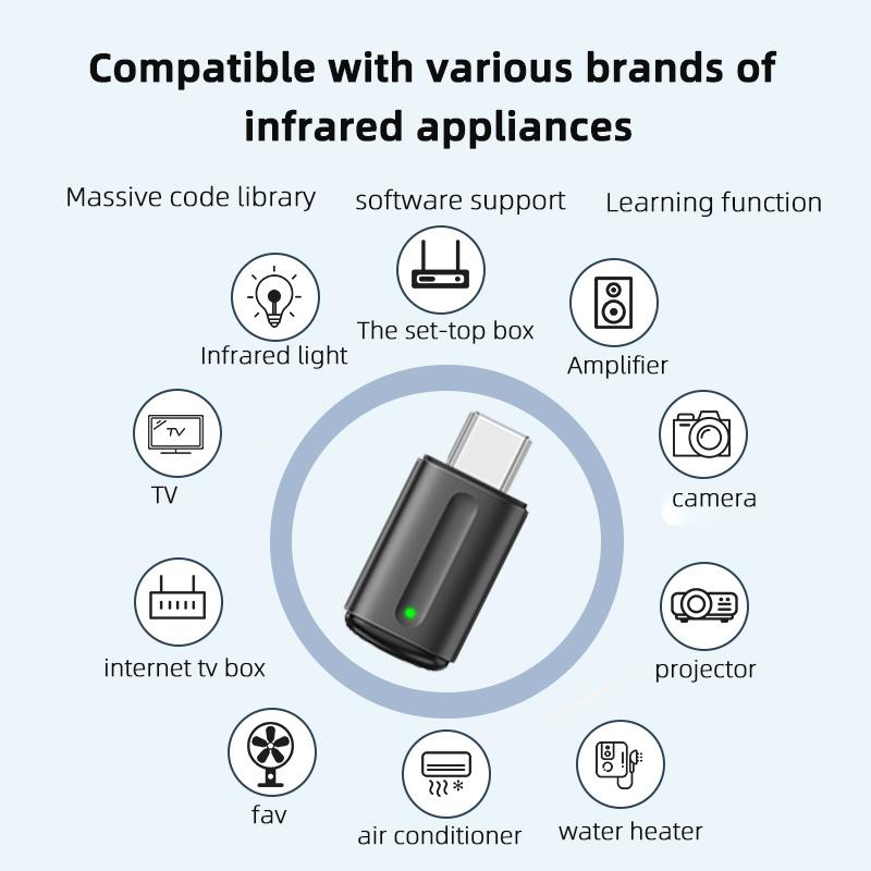 Product Introduction of The 5th generation mini infrared remote control adapter for smartphone mini infrared universal control integrated air conditioner/TV /DVD/ set-top box 0