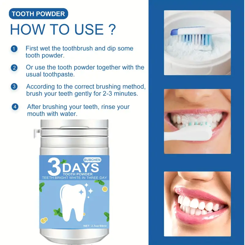 1pc 80ml pearl   teeth whitening powder tooth deep cleaning powder breath freshener tooth cleaning powder for daily life details 0