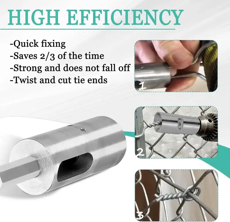 Twist Ties Tool for 9 Gauge Drill Chuck,High-tensile Wire Easy Twist Tool,Twisted Fence Tool for Fixing Chain Link Fence and Loop Fences