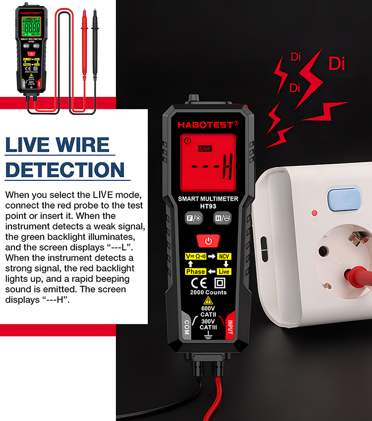 🧰Multi-purpose digital multimeter, phase sequence detection, intelligent, fully automatic anti-burn multimeter