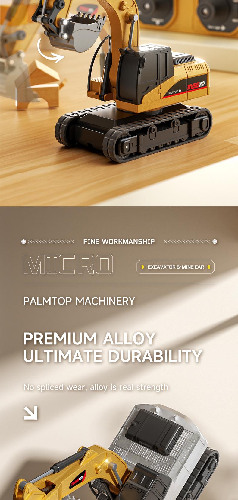 BRRRRT 1/64 Mini Forklift Toy,Remote Control Excavator and Dump Truck Full Proportion Toy Set with Lights and Sounds for Adults Kids Boys and Girls RC Construction Vehicles