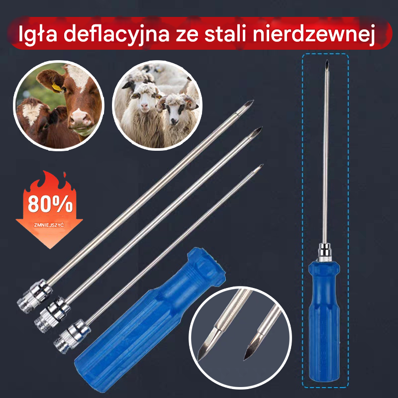 【Handle + 3 kinds of needles】Stainless steel veterinary needle for stomach venting