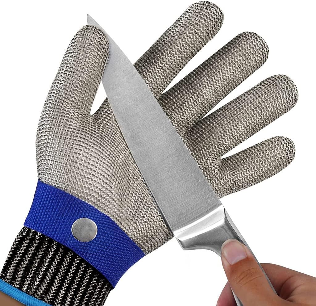 Level 9 Cut Resistant Glove-Stainless Steel Wire Metal Mesh Butcher Safety Work Glove for Meat Cutting, Fishing,Cooking
