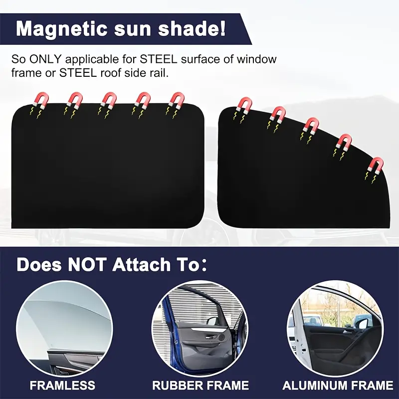 easy install magnetic car sunshade set polyester side details 5