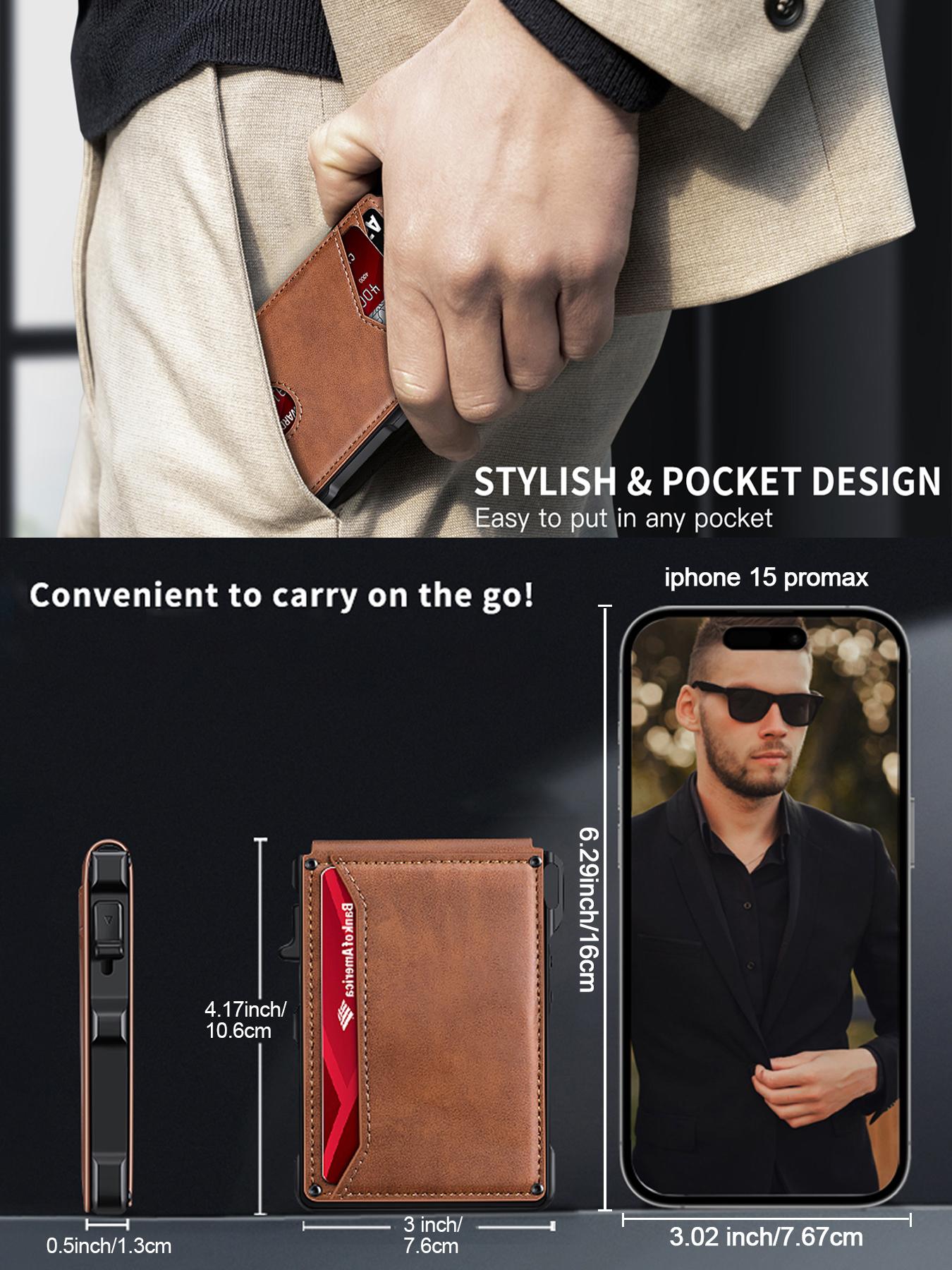 Minimalist Men&rsquo;s Slim Wallet: 9 - 13 Cards, Money Clip, ID Window. RFID - Blocking, Aluminum Bifold Pop - Up SpringStatements