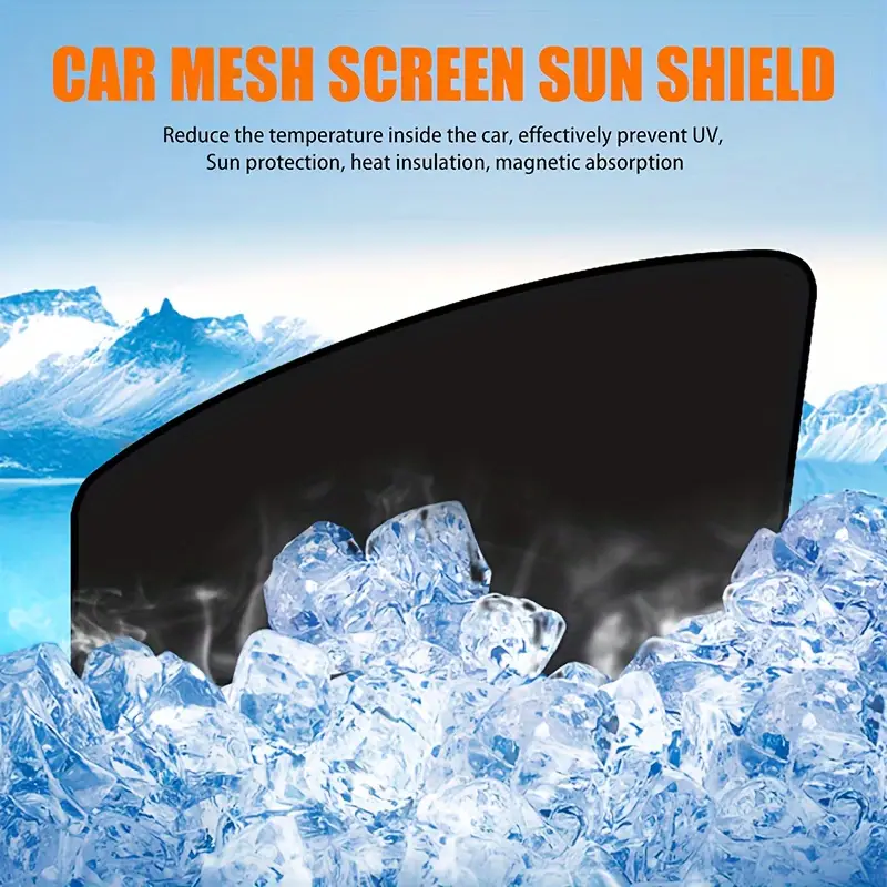 easy install magnetic car sunshade set polyester side details 4