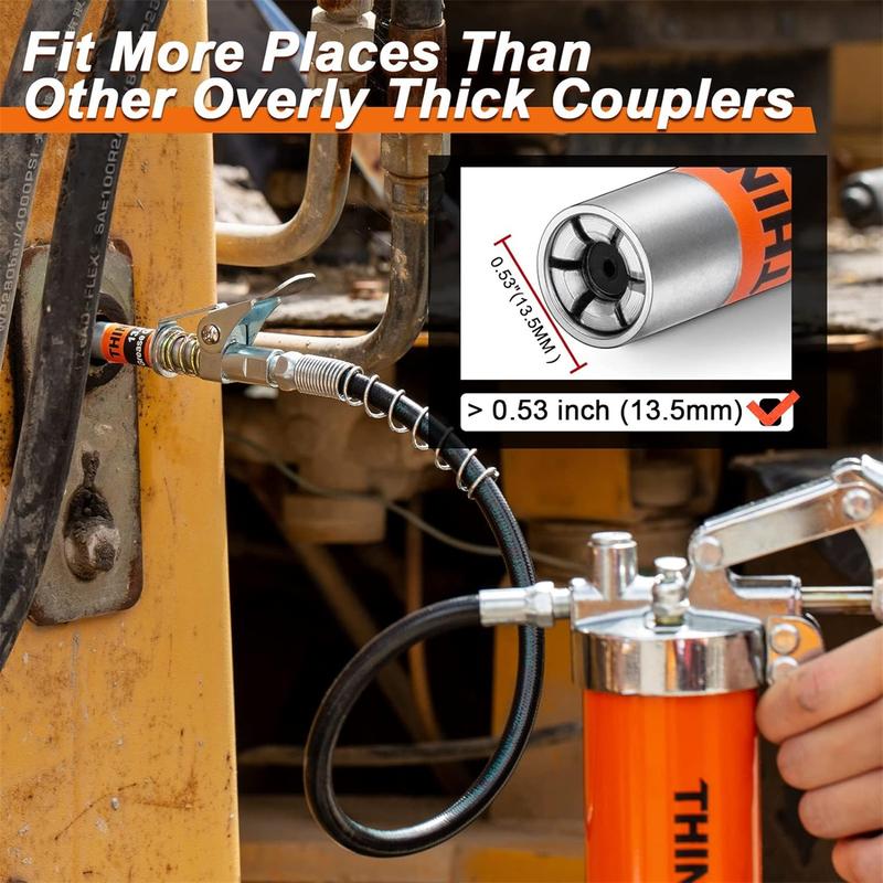 THINKWORK Grease Machine Coupler Set, Strong Lock on Greases Machine Couplers with 90° Grease Coupler Adaptor,12000 PSI Quick Release Grease Coupler Compatible with All Grease 1/8" NPT Grease Fitting