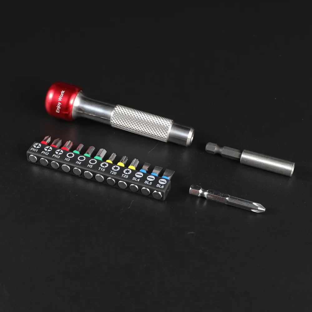 Screwdriver Bit Set and Non-Slip Handle, Multifunctional Keychain Shape Screwdrivers, 180 Degree Reversible Bike Repair Tools