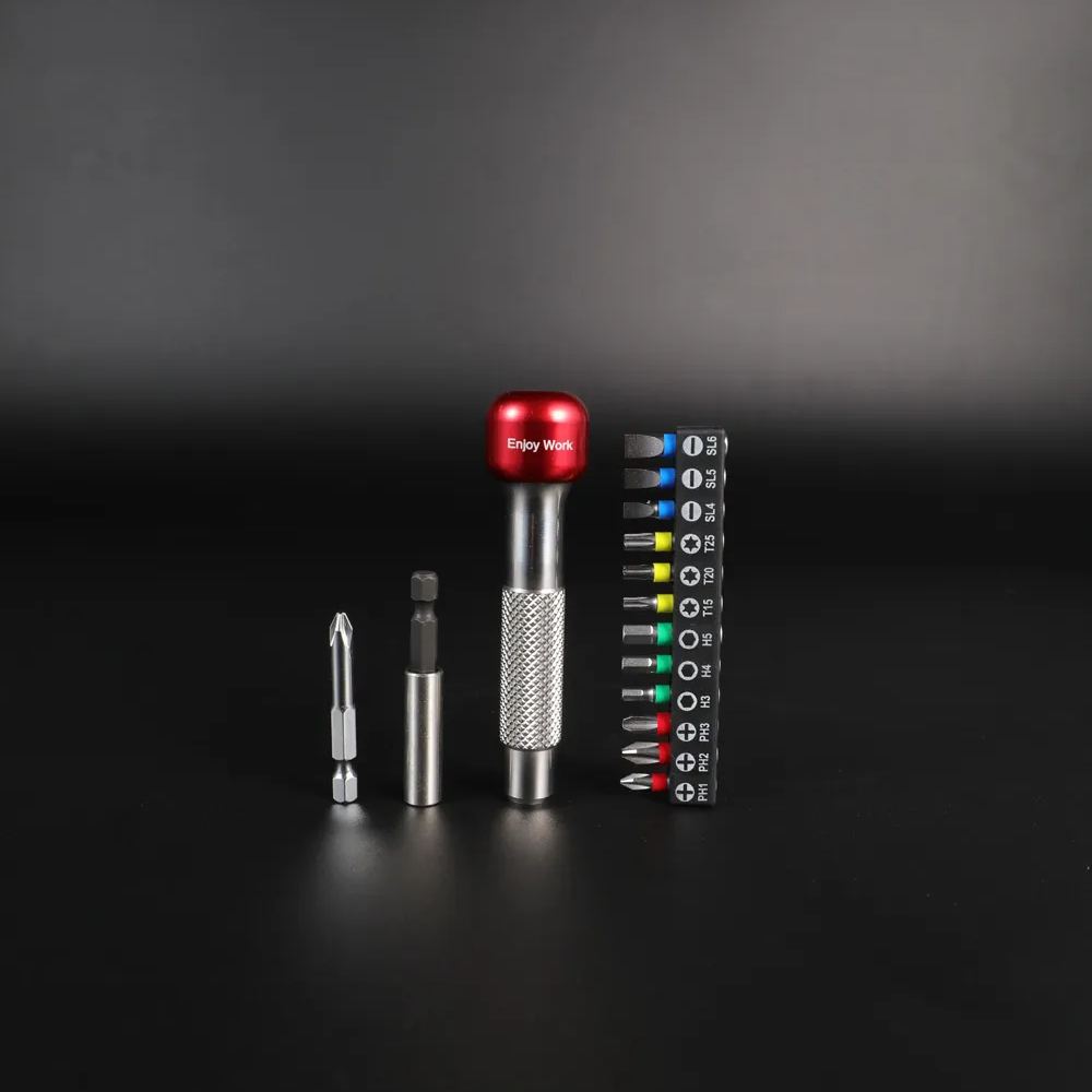 Screwdriver Bit Set and Non-Slip Handle, Multifunctional Keychain Shape Screwdrivers, 180 Degree Reversible Bike Repair Tools