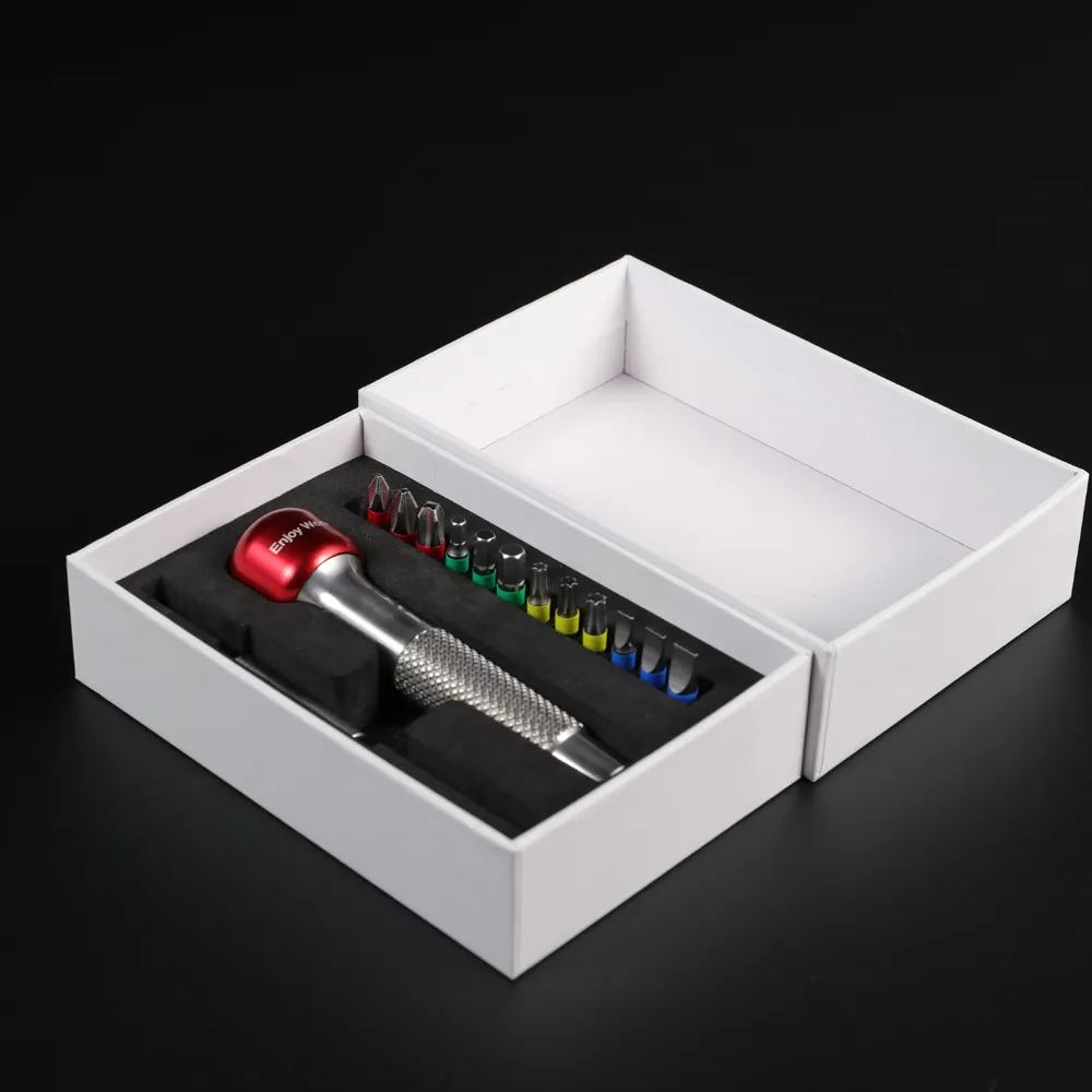 Screwdriver Bit Set and Non-Slip Handle, Multifunctional Keychain Shape Screwdrivers, 180 Degree Reversible Bike Repair Tools