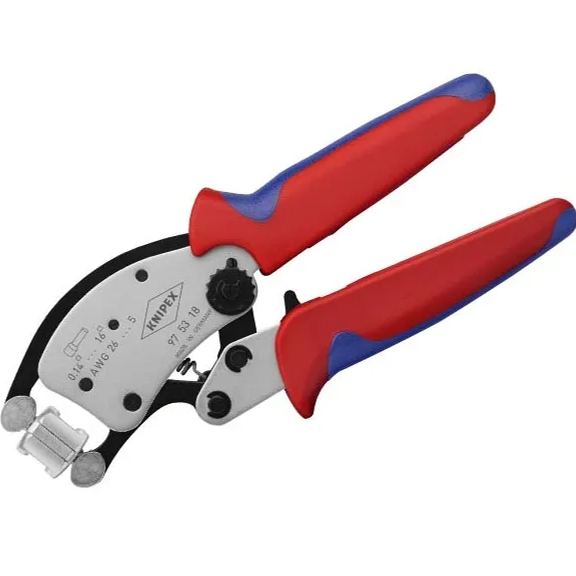  KNIPEX Twistor®16 Crimping head can be rotated 360°, with 8 locking positions.