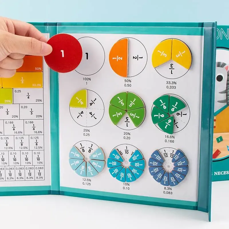 Magnetic Fraction Demonstration Book, 1 Set Math Teaching Aid, Learning Toy for Gift, Mathematical Knowledge Training Toys, Interactive Game Props, Educational Material Toys