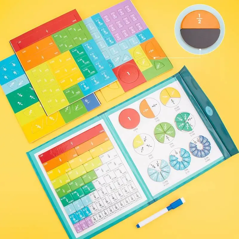 Magnetic Fraction Demonstration Book, 1 Set Math Teaching Aid, Learning Toy for Gift, Mathematical Knowledge Training Toys, Interactive Game Props, Educational Material Toys