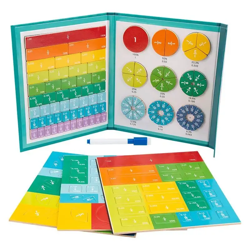 Magnetic Fraction Demonstration Book, 1 Set Math Teaching Aid, Learning Toy for Gift, Mathematical Knowledge Training Toys, Interactive Game Props, Educational Material Toys