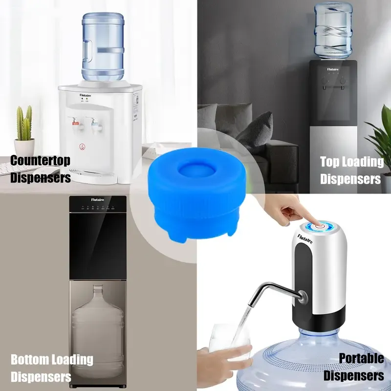 Silicone Water Jug Cap, 3/5 Counts/set Reusable Spill-proof Dust-proof Water Bottle Cap, Mini Replacement Water Bottle Cover, Drinkware Accessories for Home Office Dormitory