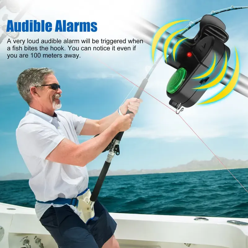 2-piece waterproof electronic fishing rod alarm bell, fishing tools, fish bite indicator, LED light automatic fishing alarm outdoor