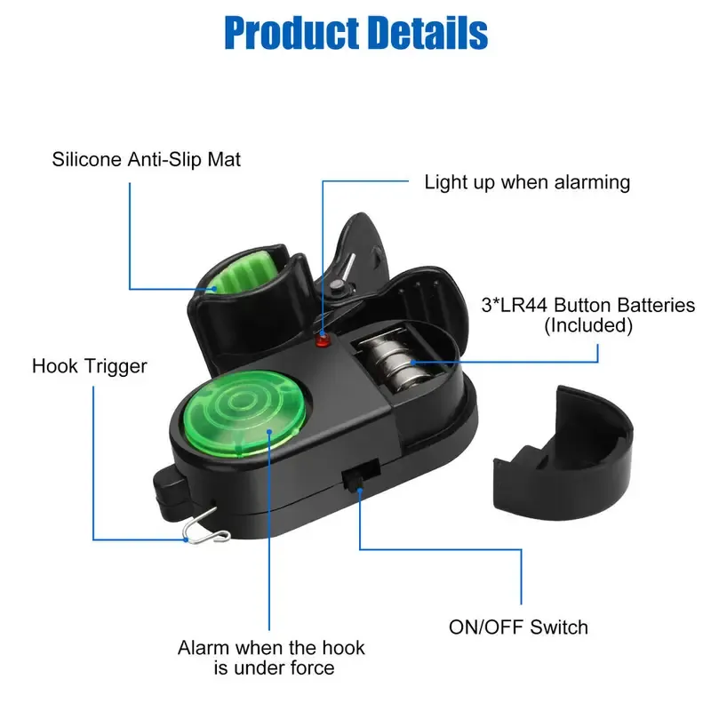 2-piece waterproof electronic fishing rod alarm bell, fishing tools, fish bite indicator, LED light automatic fishing alarm outdoor