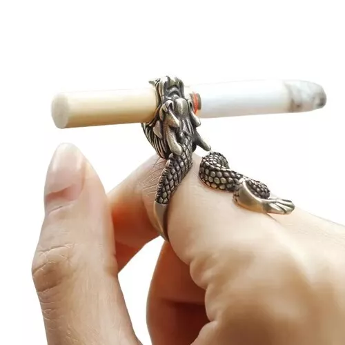  Cigarette Holder Ring, Chinese Dragon-Designed Holder Ring, Portable Holder Ring for Carrying Cigarette