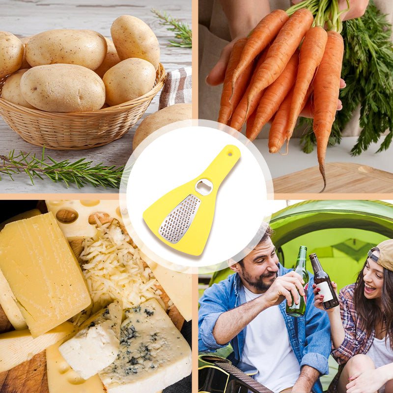 Can opener, bottle opener, vegetable grater 3 in 1