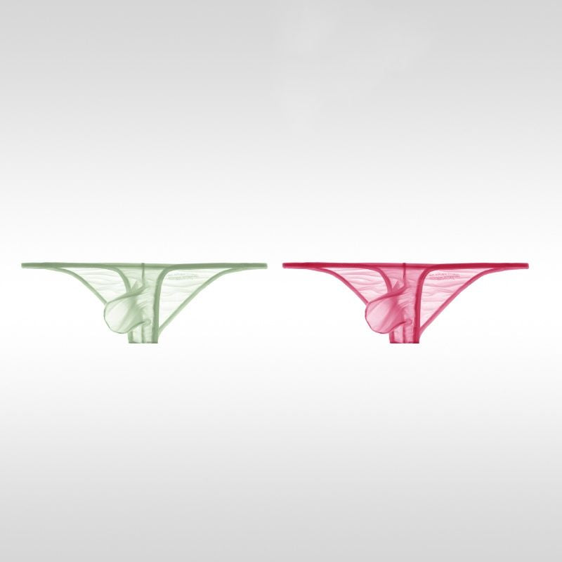 Mannen Lage Taille Sexy Ultra-Dunne Ice Silk Transparant Bikini Zachte Grote Zak Slips