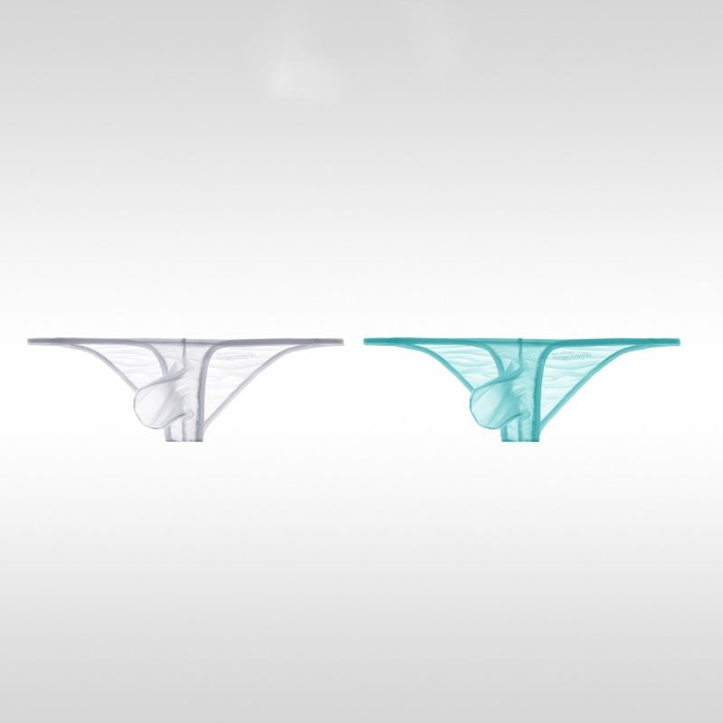 Mannen Lage Taille Sexy Ultra-Dunne Ice Silk Transparant Bikini Zachte Grote Zak Slips