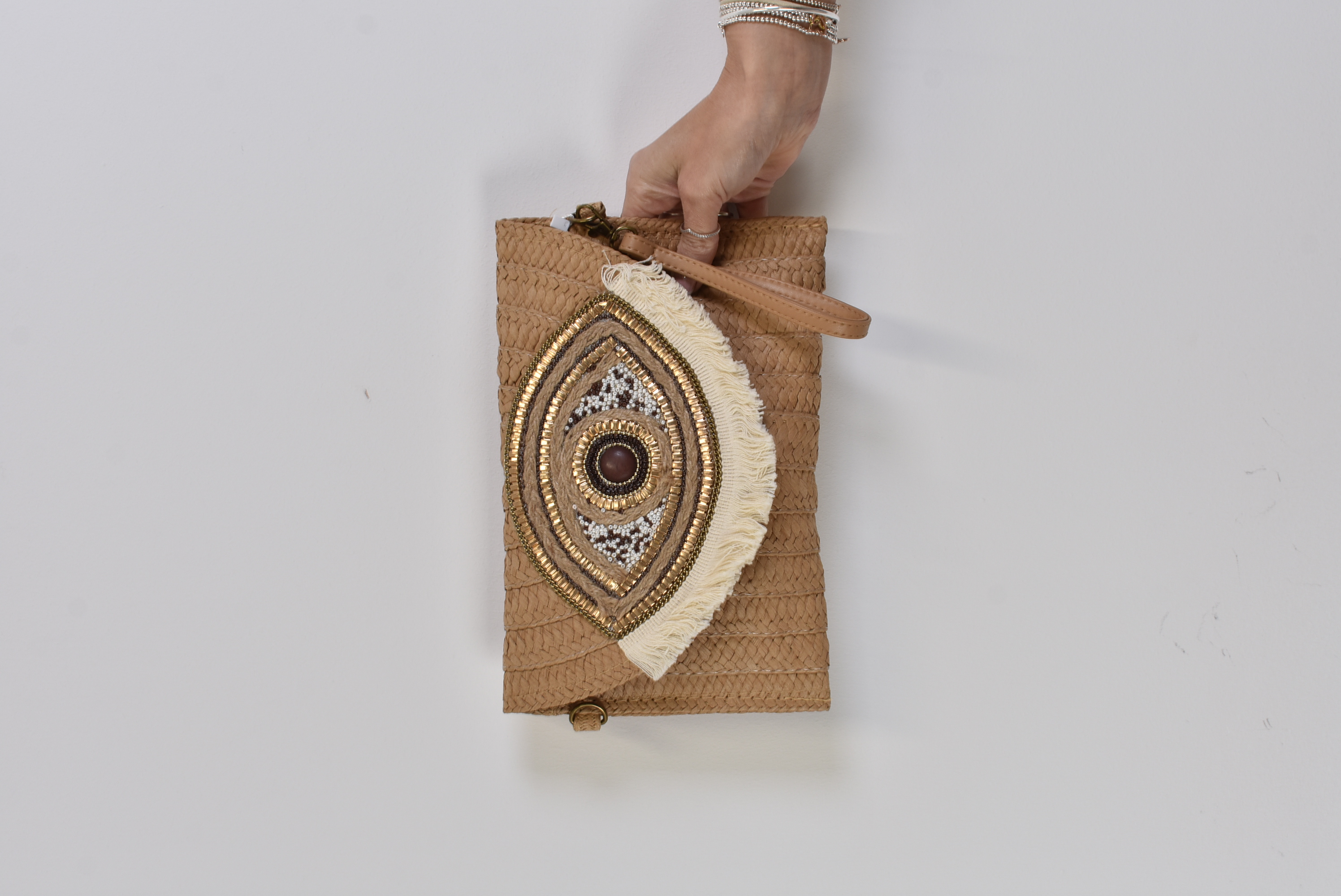 Mykonos Hessian Clutch Bag