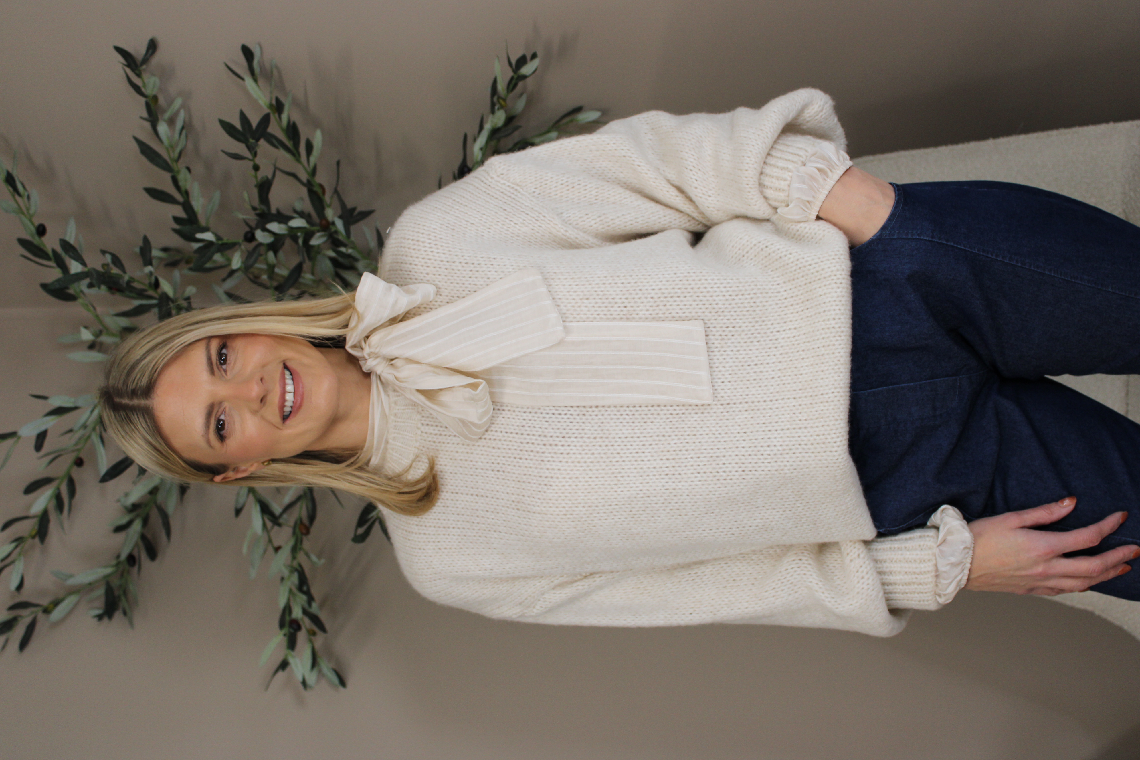 Mayfair Chiffon Stripe Bow Blouse