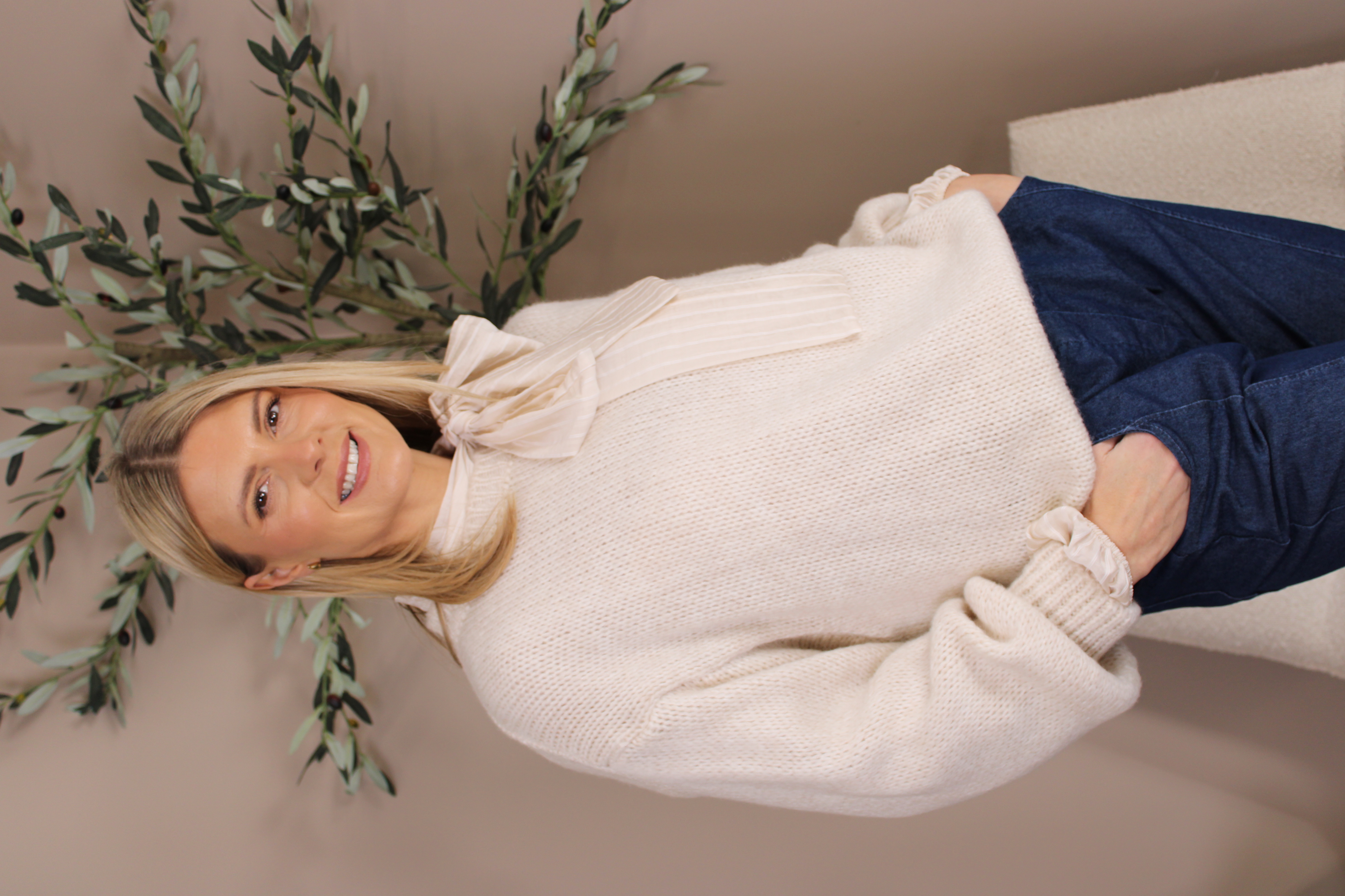 Mayfair Chiffon Stripe Bow Blouse