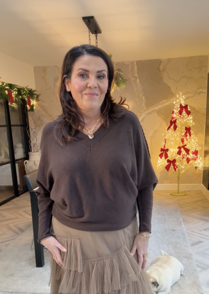 Oxford Batwing V Neck Knit