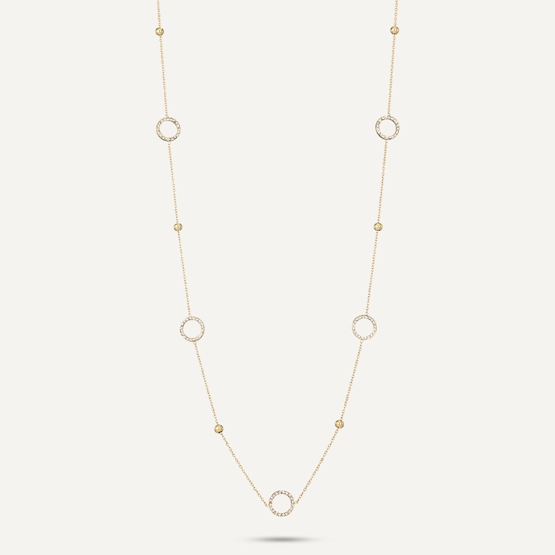 Vibes Diamante Circle Long Necklace 