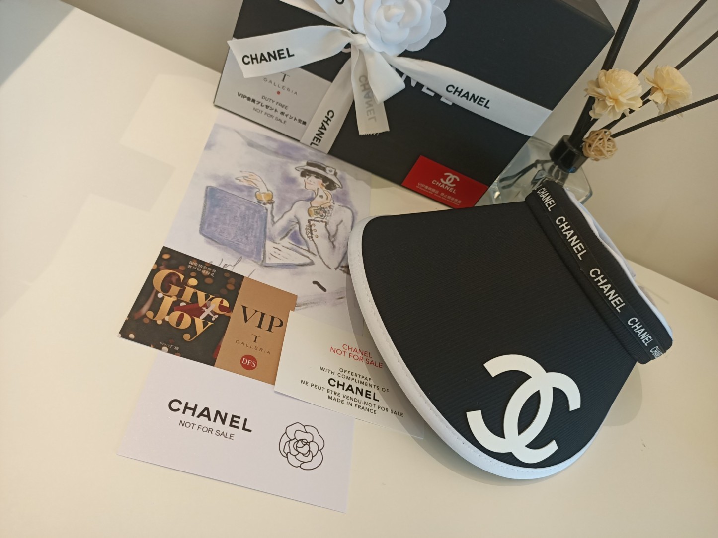 Chanel Black Headband Visor Hat