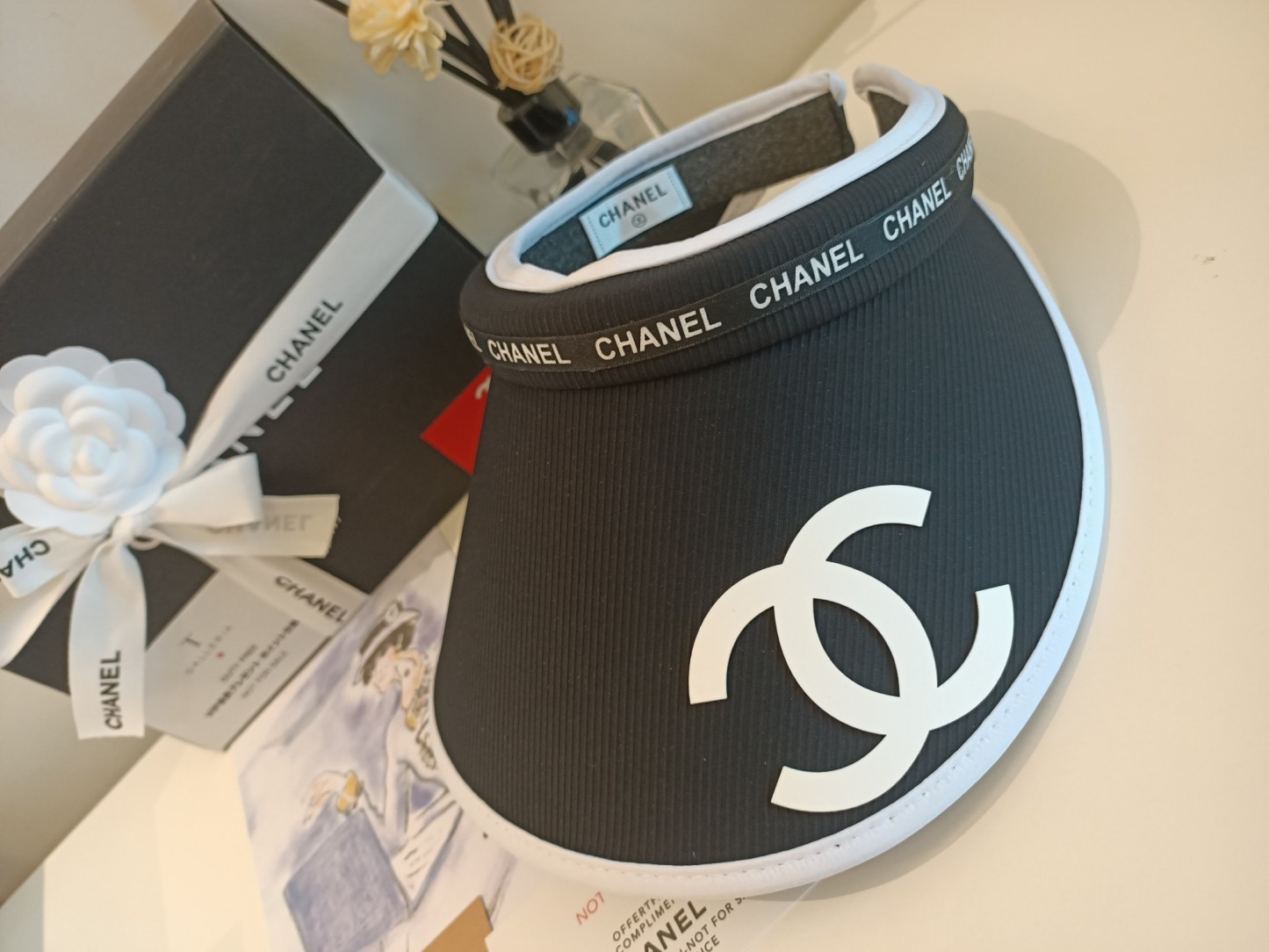 Chanel Black Headband Visor Hat
