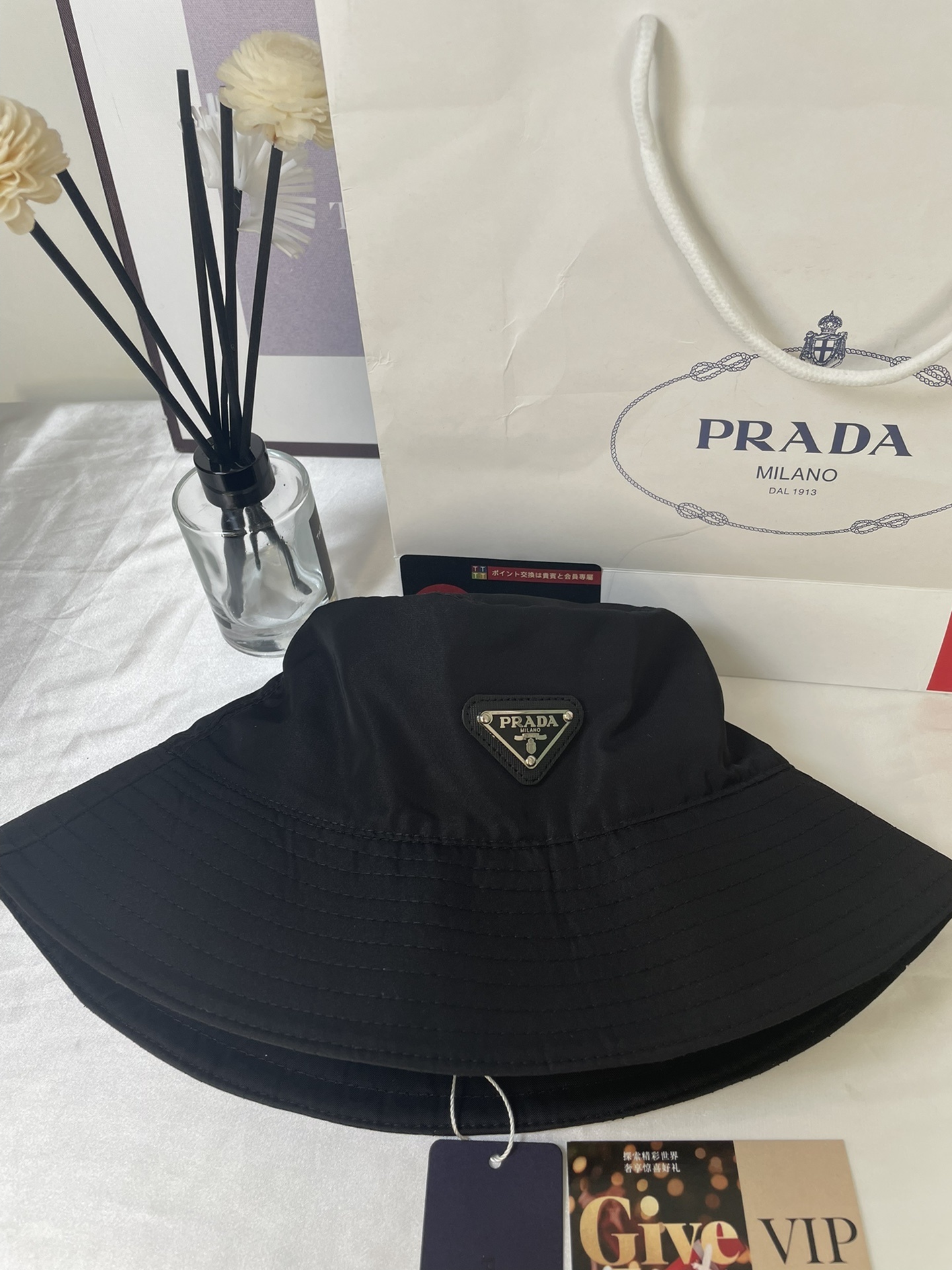 Prada Black Bucket Hat
