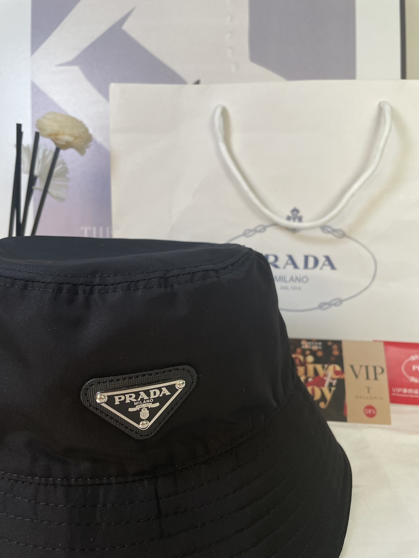 Prada Black Bucket Hat