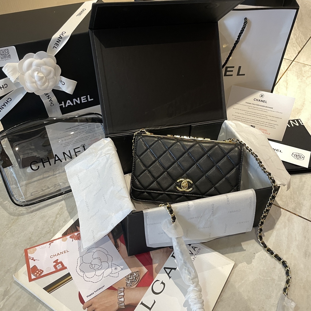 Chanel Classic Embossed Gold Bar WOC Bag