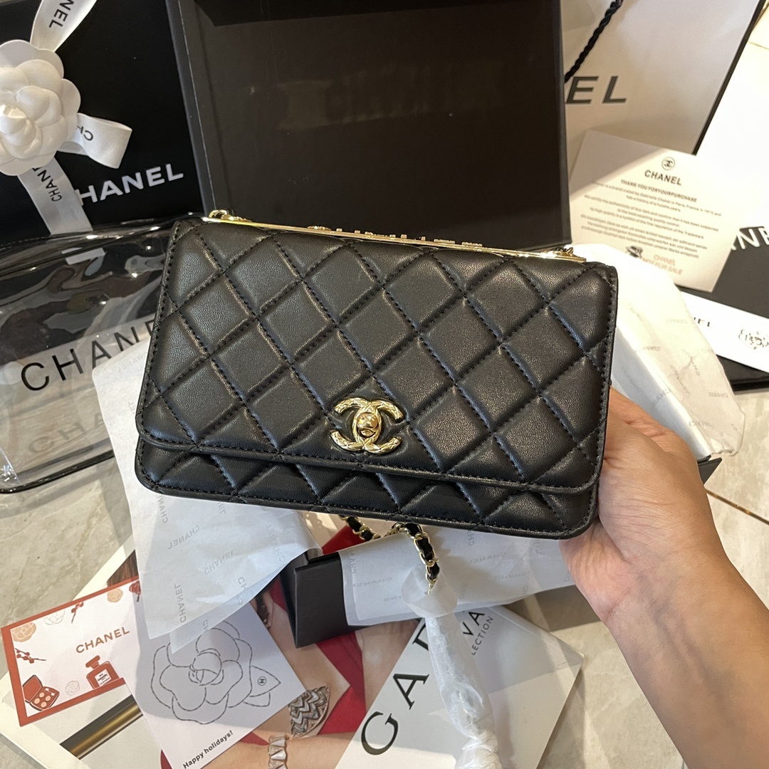 Chanel Classic Embossed Gold Bar WOC Bag