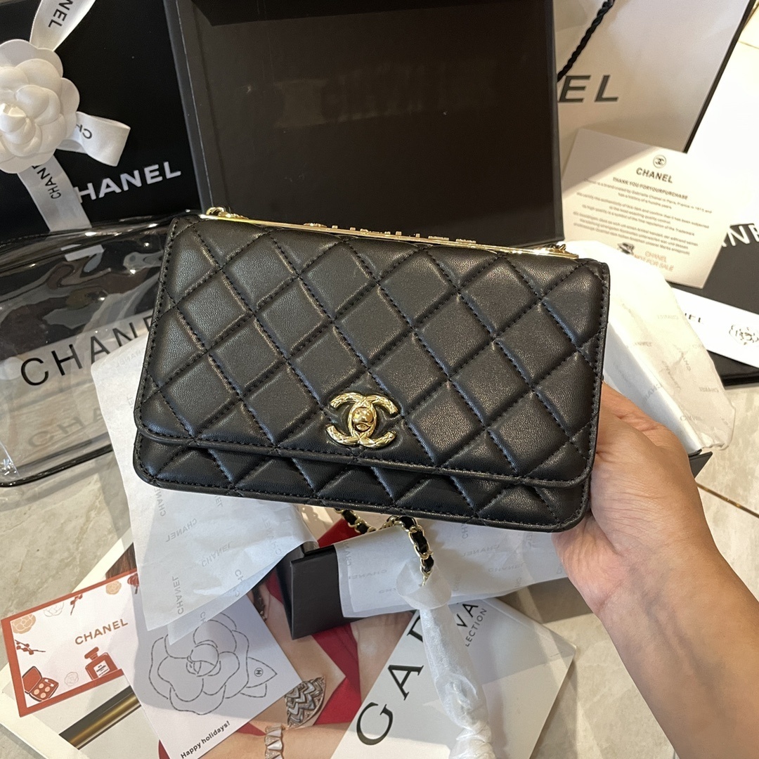 Chanel Classic Embossed Gold Bar WOC Bag