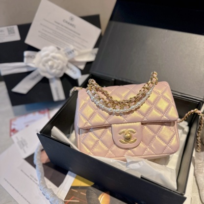 Chanel Pearlescent Pink Square Flap CF Bag