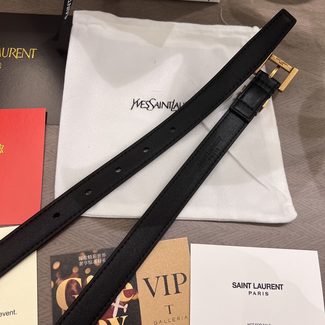 YSL Hollow-out Logo Pin Buckle Belt