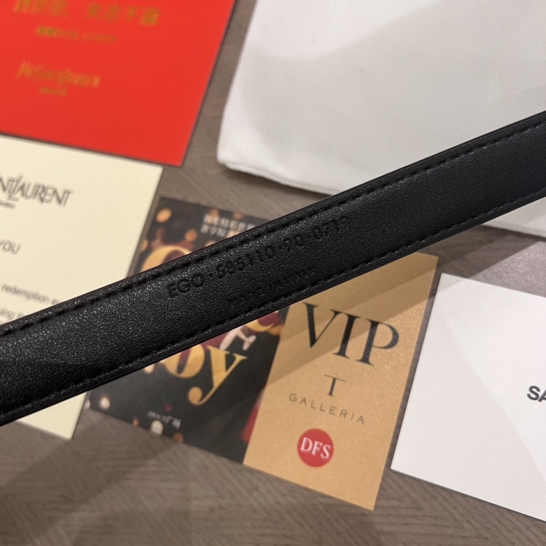 YSL Hollow-out Logo Pin Buckle Belt