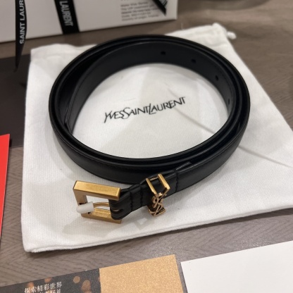 YSL Hollow-out Logo Pin Buckle Belt