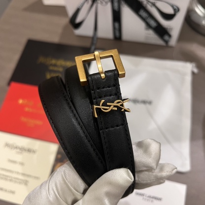 YSL Hollow-out Logo Pin Buckle Belt
