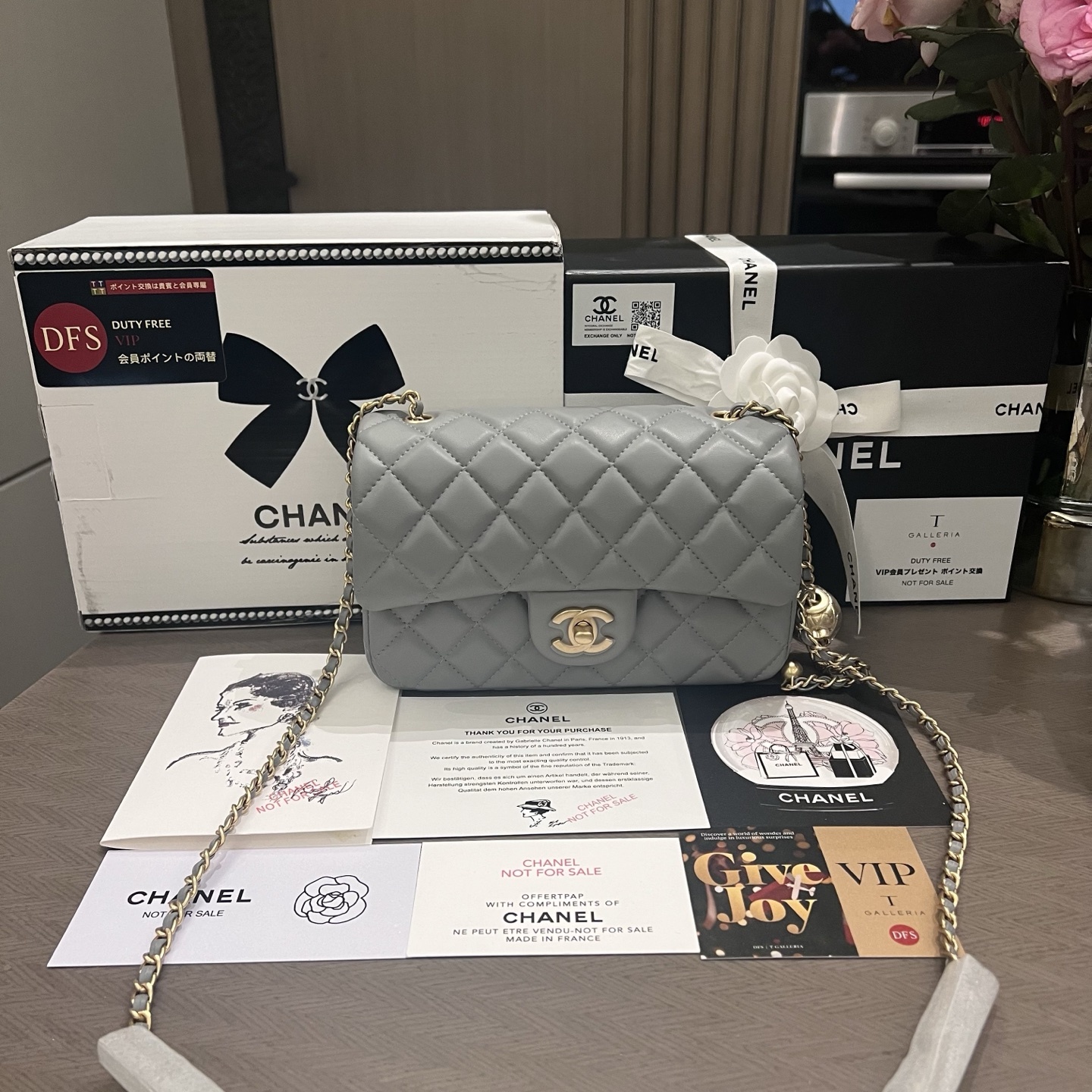 Chanel Metal Earring Globe Square Flap Bag