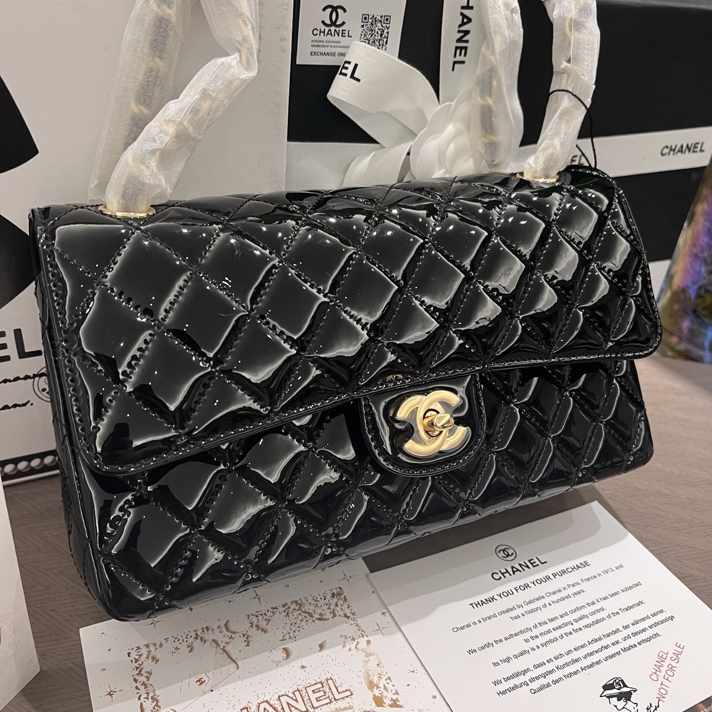 Chanel Patent Leather CF Double Flap Chain Bag