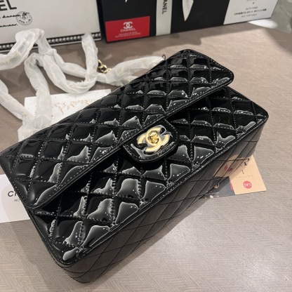 Chanel Patent Leather CF Double Flap Chain Bag