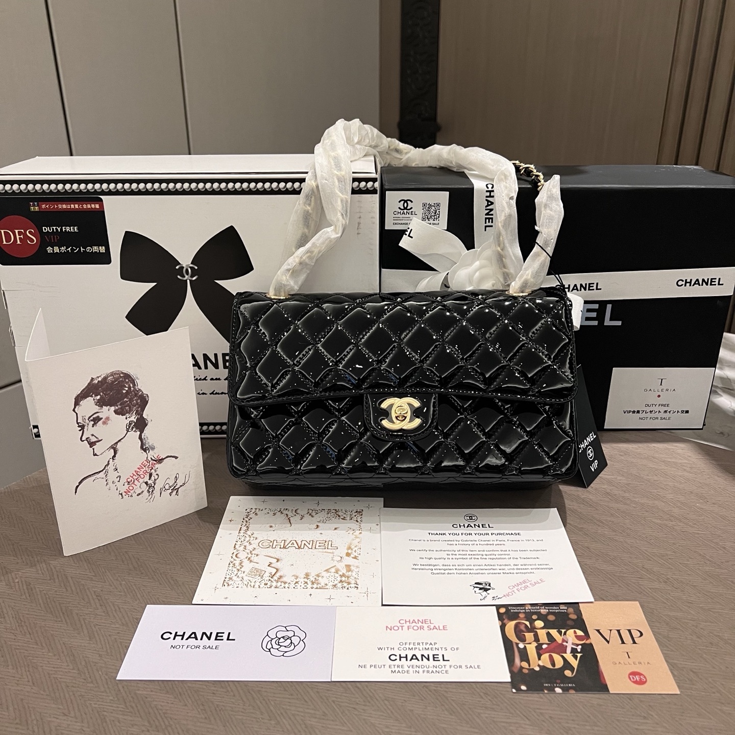 Chanel Patent Leather CF Double Flap Chain Bag