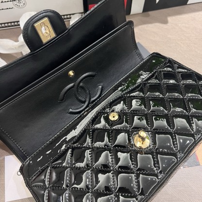 Chanel Patent Leather CF Double Flap Chain Bag